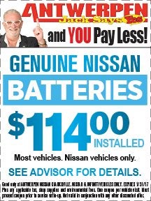 Save on Batteries at Antwerpen Nissan Service in Clarksville, MD