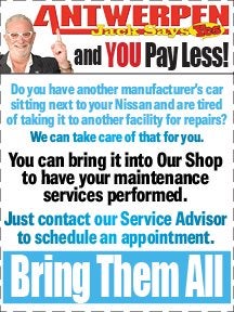Bring us your other vehicles! at Antwerpen Nissan Service in Clarksville, MD