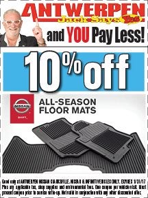 10% Off Cargo Mats! at Antwerpen Nissan Service in Clarksville, MD